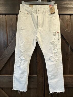 Levi's 501® Women’s White Distressed Straight Jeans 31x30